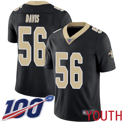 New Orleans Saints Limited Black Youth DeMario Davis Home Jersey NFL Football 56 100th Season Vapor Untouchable Jersey